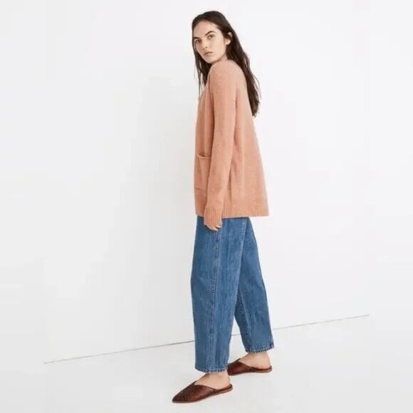 Madewell Merino Wool Donegal Maysfield Cardigan Sweater Peach Oversized M - Picture 2 of 15